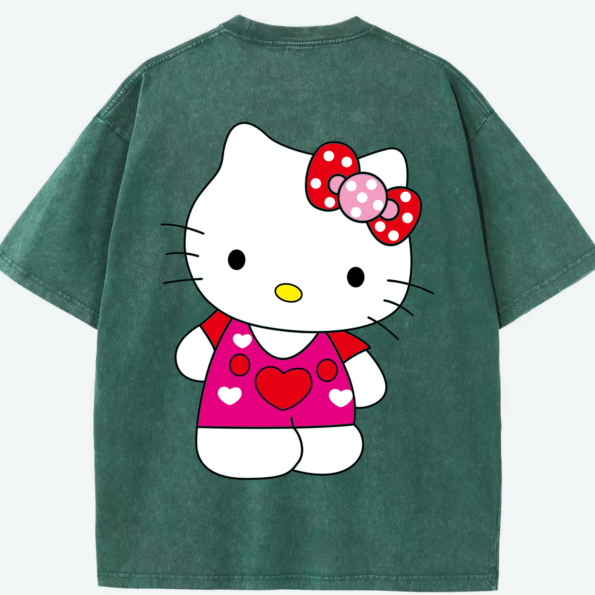（画像用） Hello Kitty ハローキティ 綿100% ヴィンテージ風 半袖Tシャツ（背面プリント）